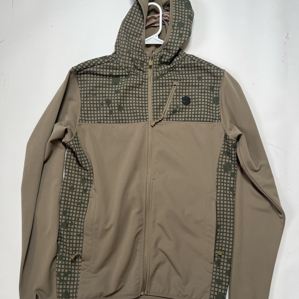 Men's TD Hooded hunting Jacket in Taupe with Olive Accent